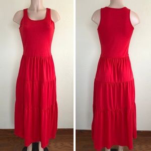 Red Tiered Maxi Dress S